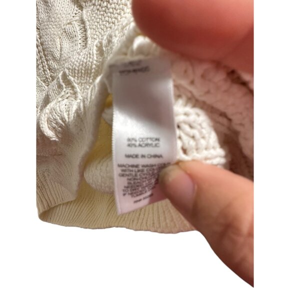 π 2/$20 πExpress Womens Cable Knit Sweater With Lace-Up Front Ivory Size S - Picture 7 of 7